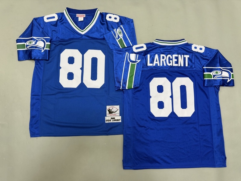 Men 2025 Seattle Seahawks 80 Largent blue Throwback Limited NFL Jersey style 001